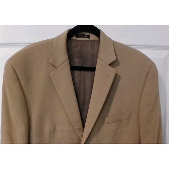 Michael Kors Kipp Mens 44S Tan Wool Silk Cashmere Blazer Jacket - Picture 1 of 8
